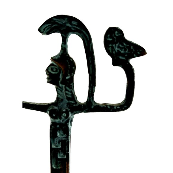 Bronze Chariot of Goddess Athena Sculpture Holding an Owl atop Horse - Picture 5 of 13